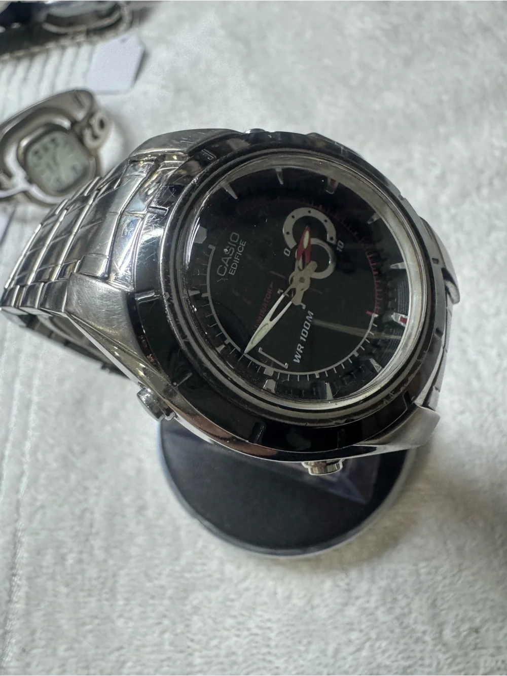 Casio Edifice Black Watch with Pink Accents
